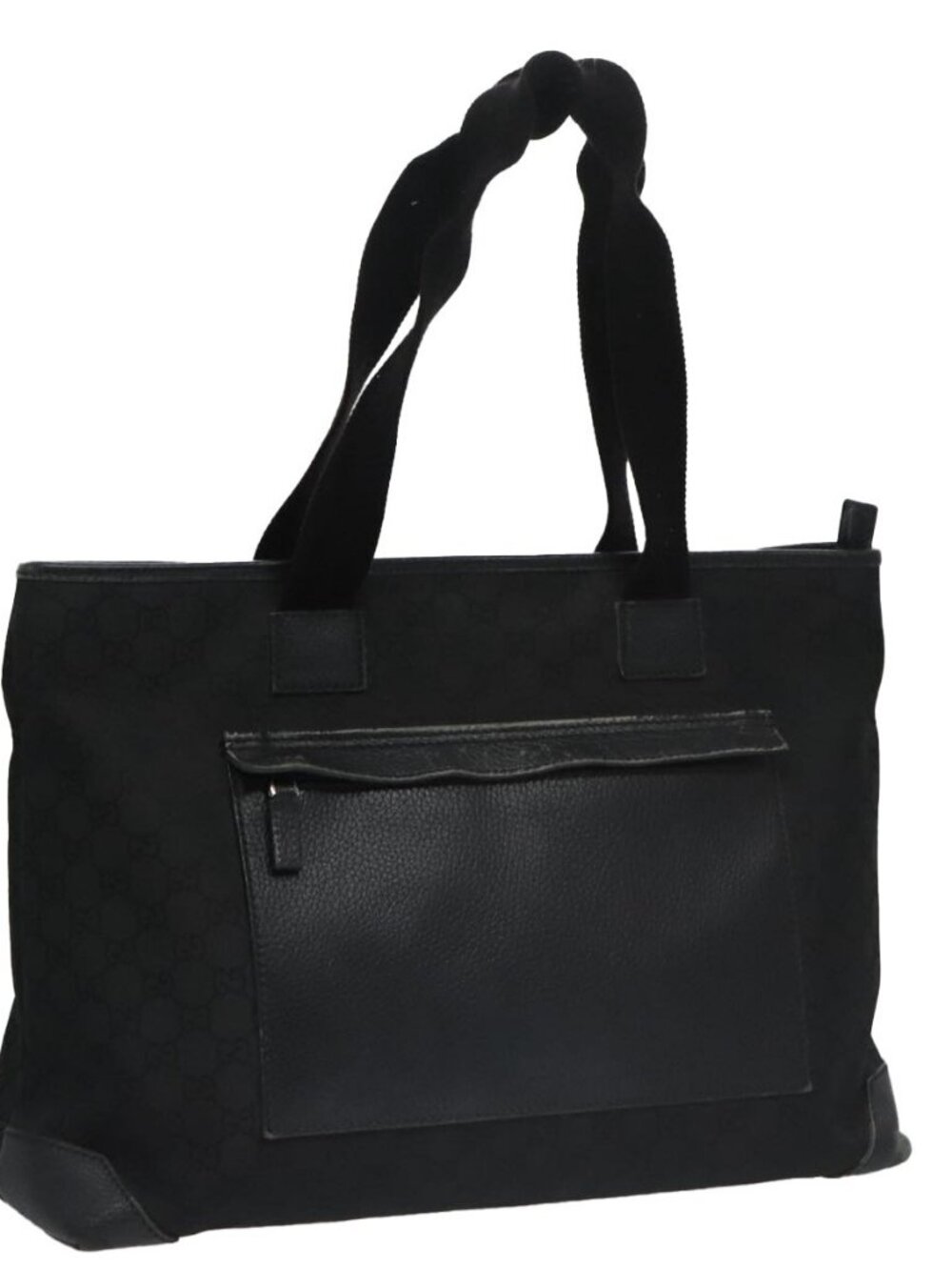 GUCCI GG Canvas Tote Bag Outlet Black Silver 180449 Auth ep7007